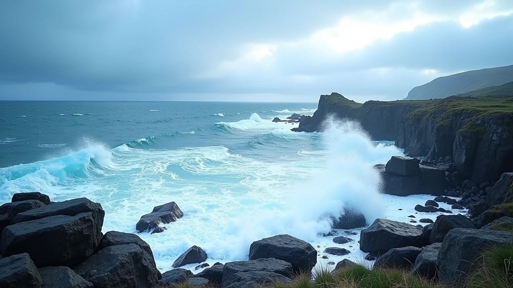 Incoming Atlantic waves during high tide at Connemara coast